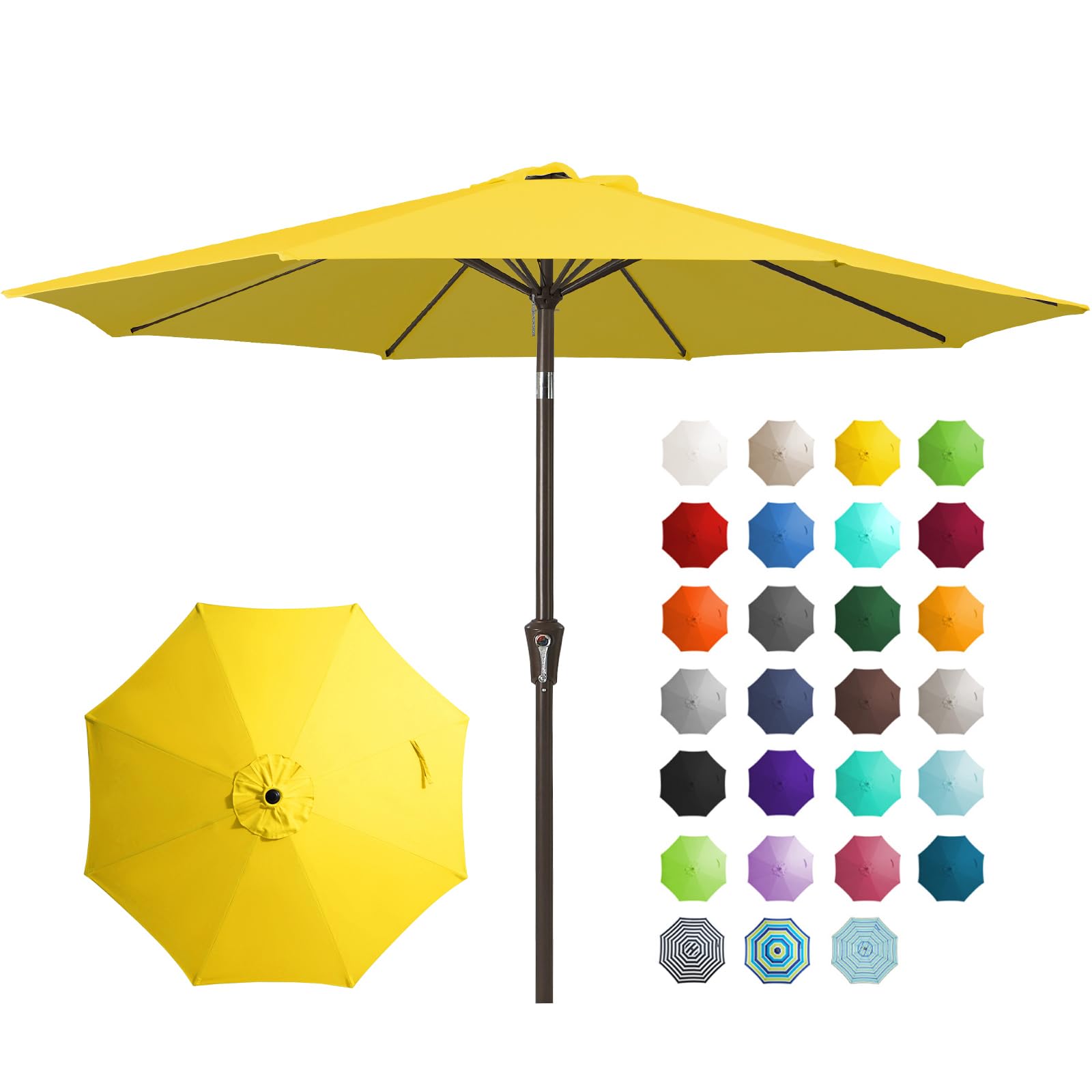 JEAREY 9ft outdoor umbrella with yellow canopy provides wide shade for outdoor seating
