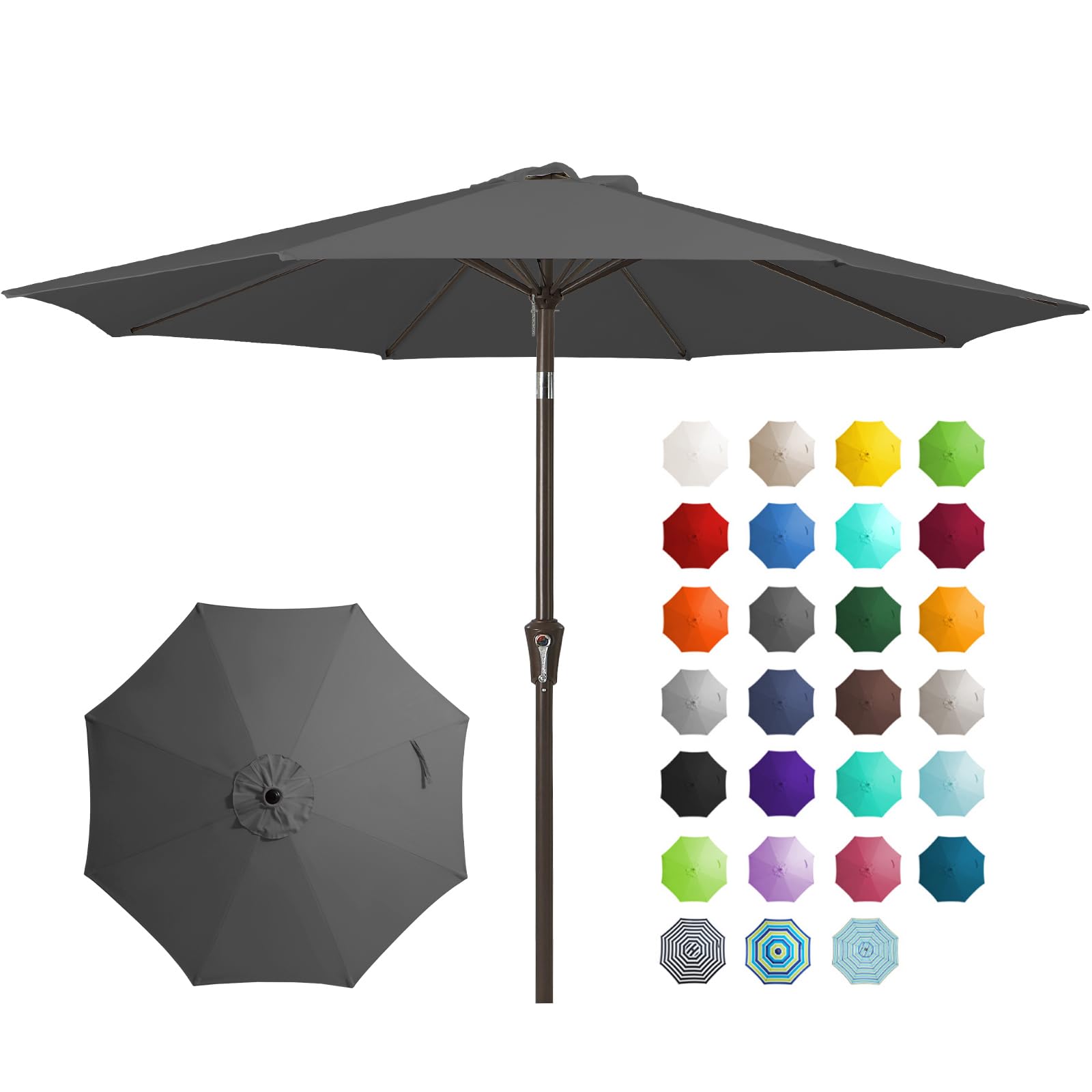 JEAREY 9ft patio umbrella full canopy over outdoor dining area