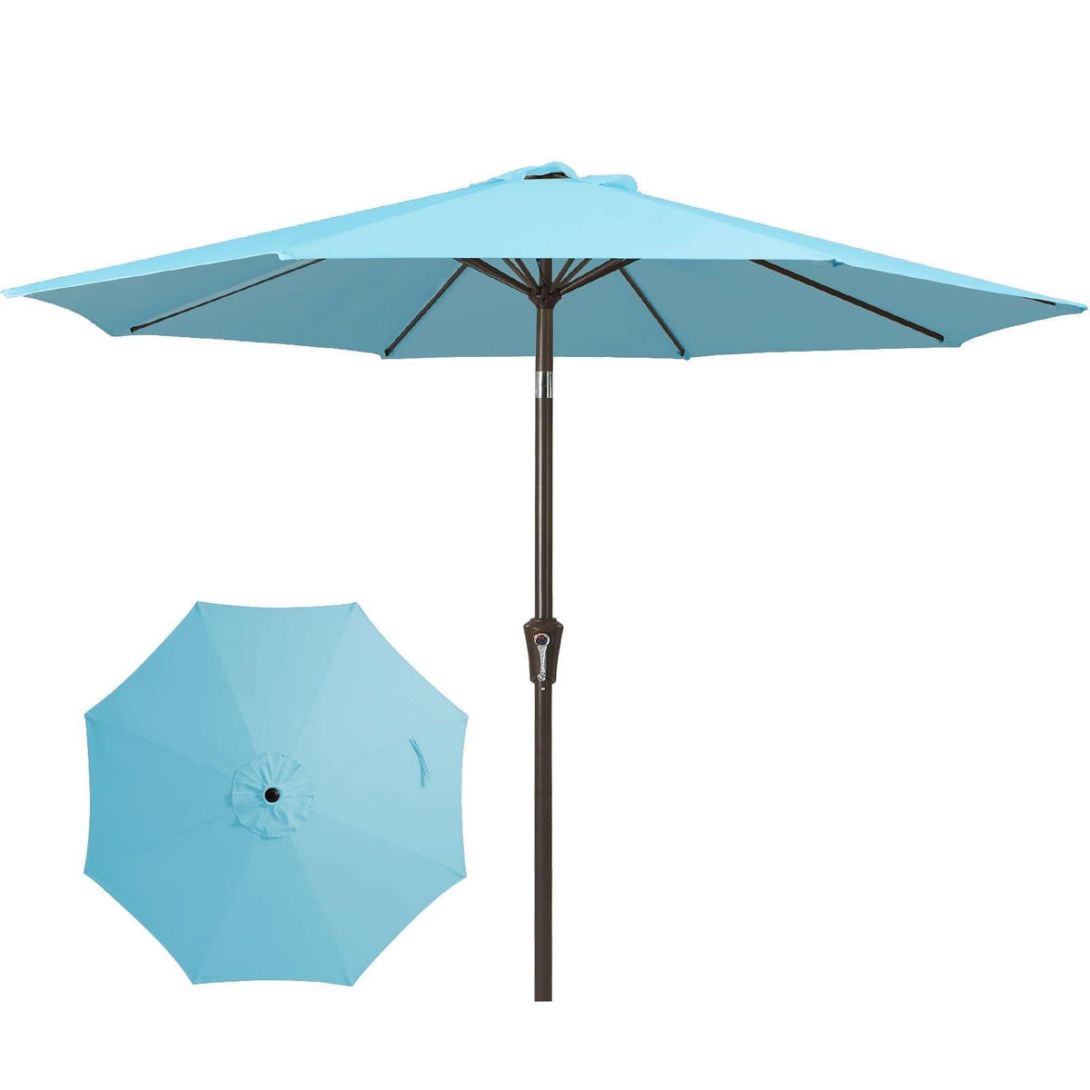 JEAREY 9FT patio umbrella push-button tilt for adjustable shade.