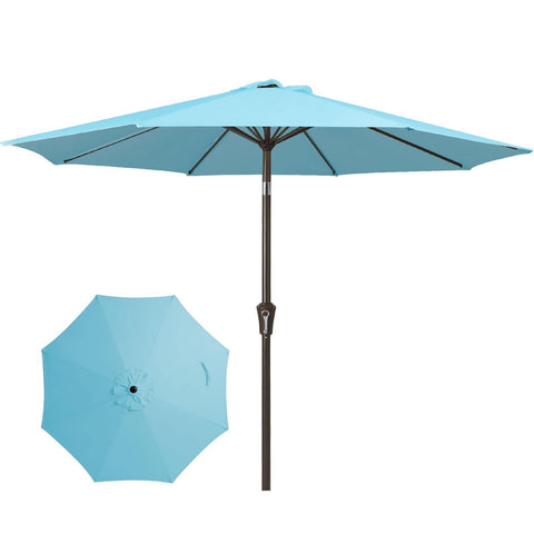 JEAREY 9FT patio umbrella push-button tilt for adjustable shade.