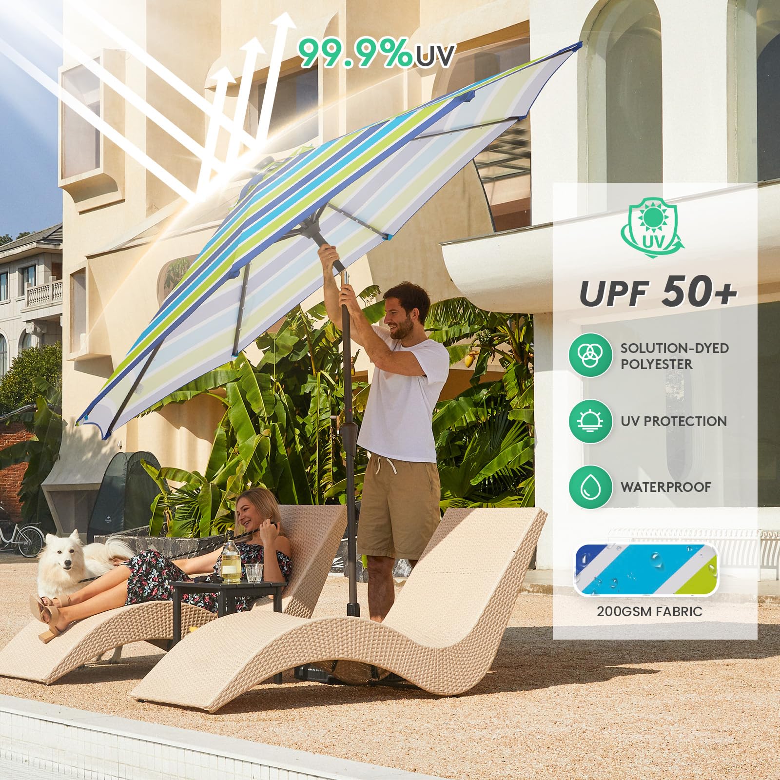 JEAREY canopy vent promotes airflow for cooler outdoor comfort.