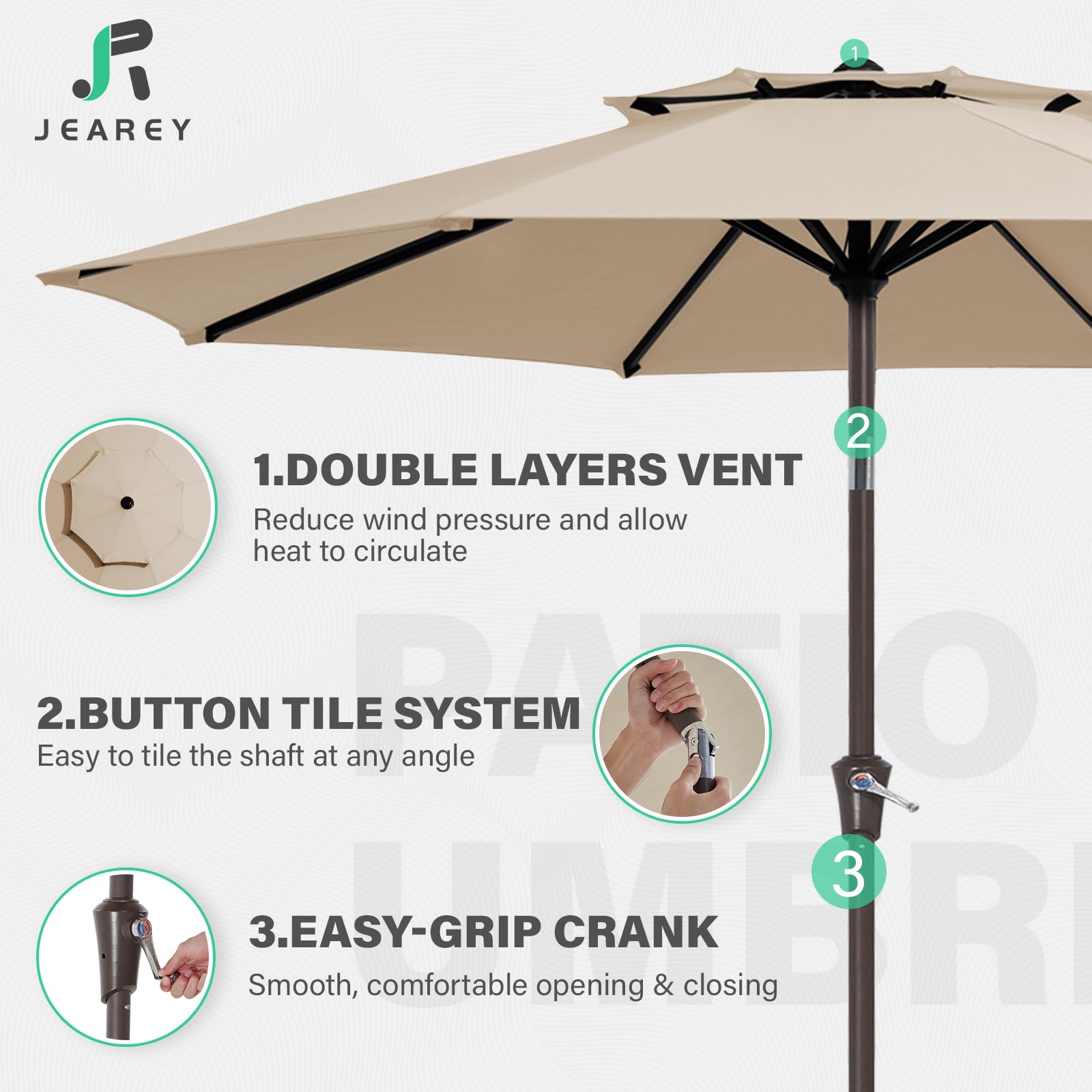 JEAREY beige waterproof UV fabric for reliable sun protection