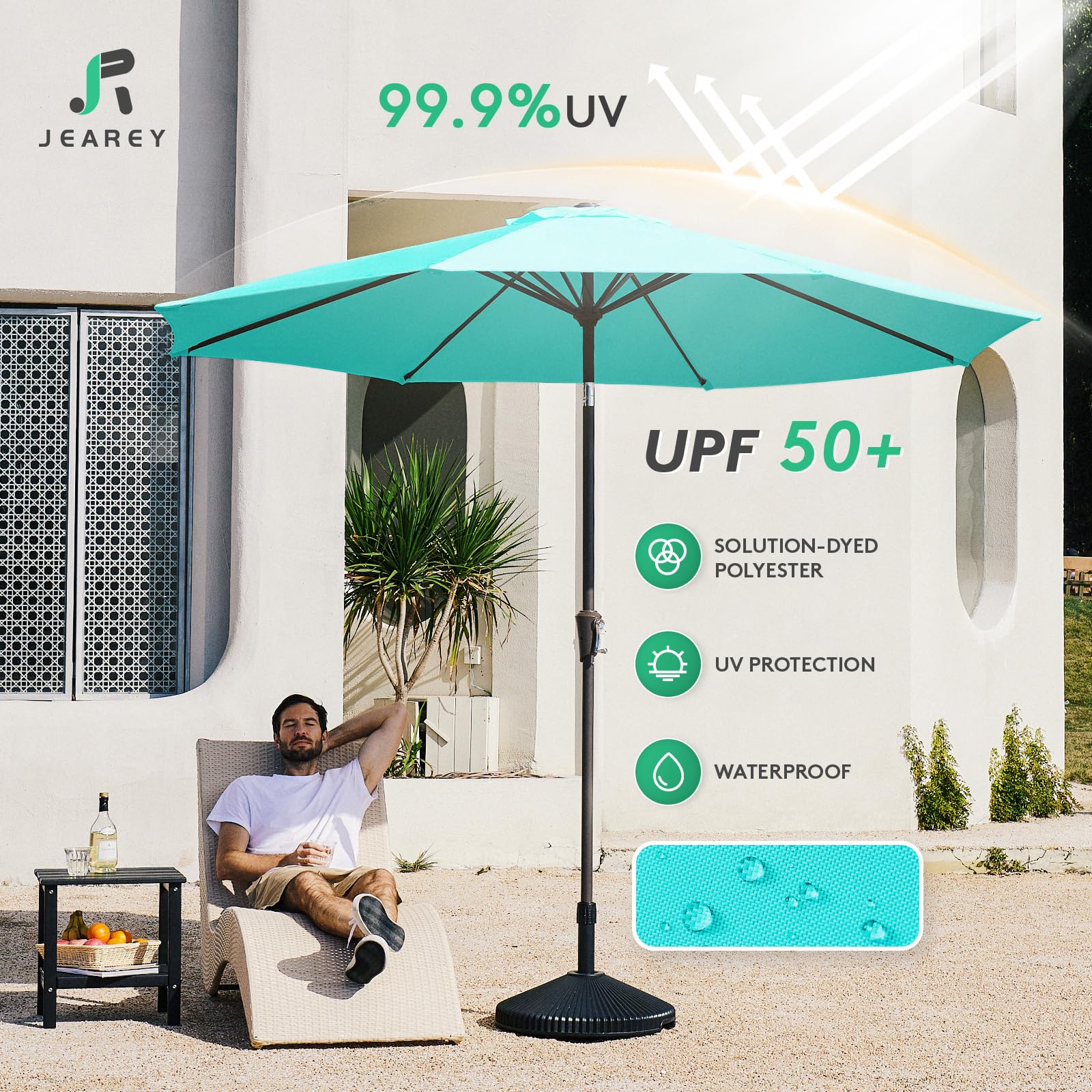 JEAREY crank operation enables smooth opening and closing for quick shade.