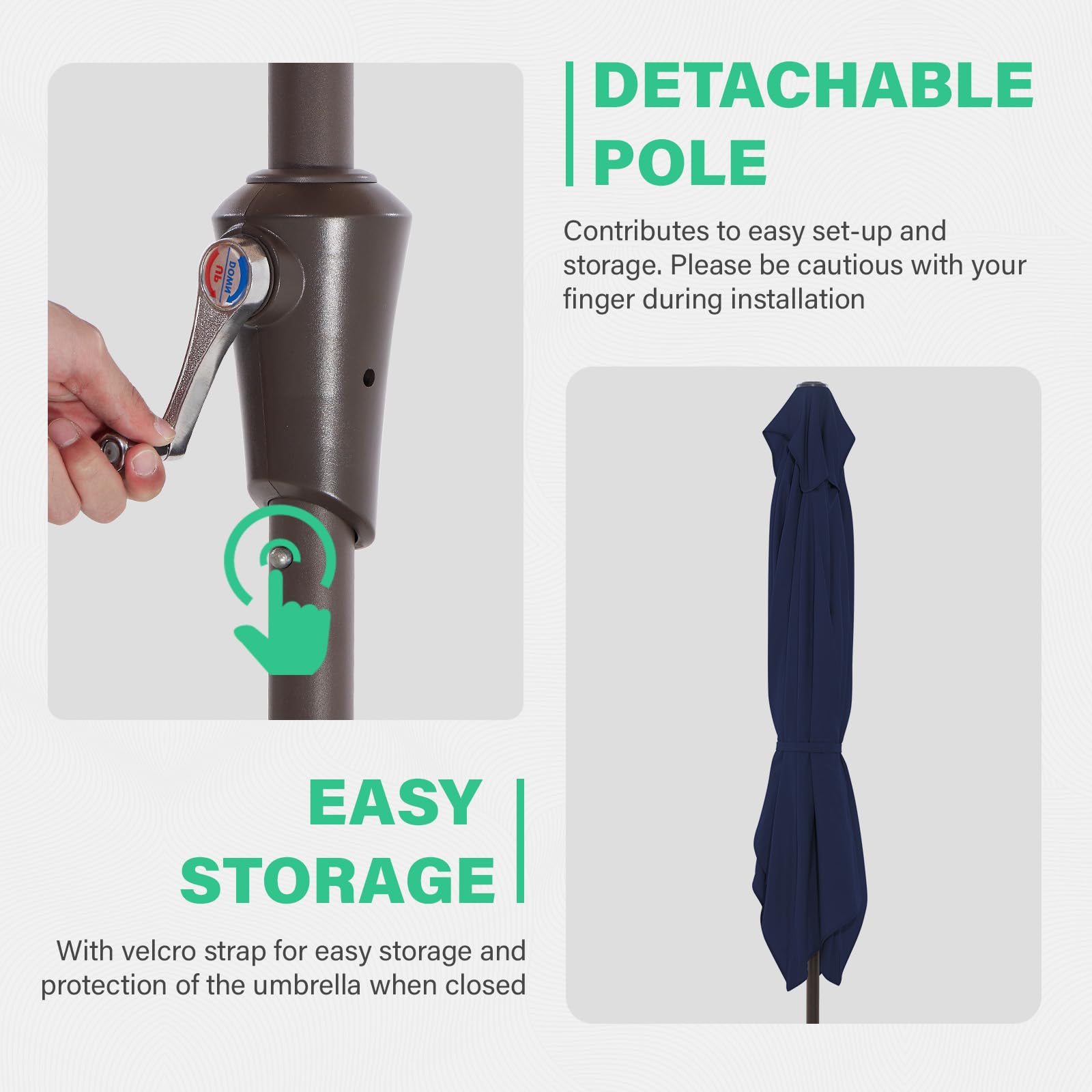 JEAREY crank-operated system opens and closes smoothly
