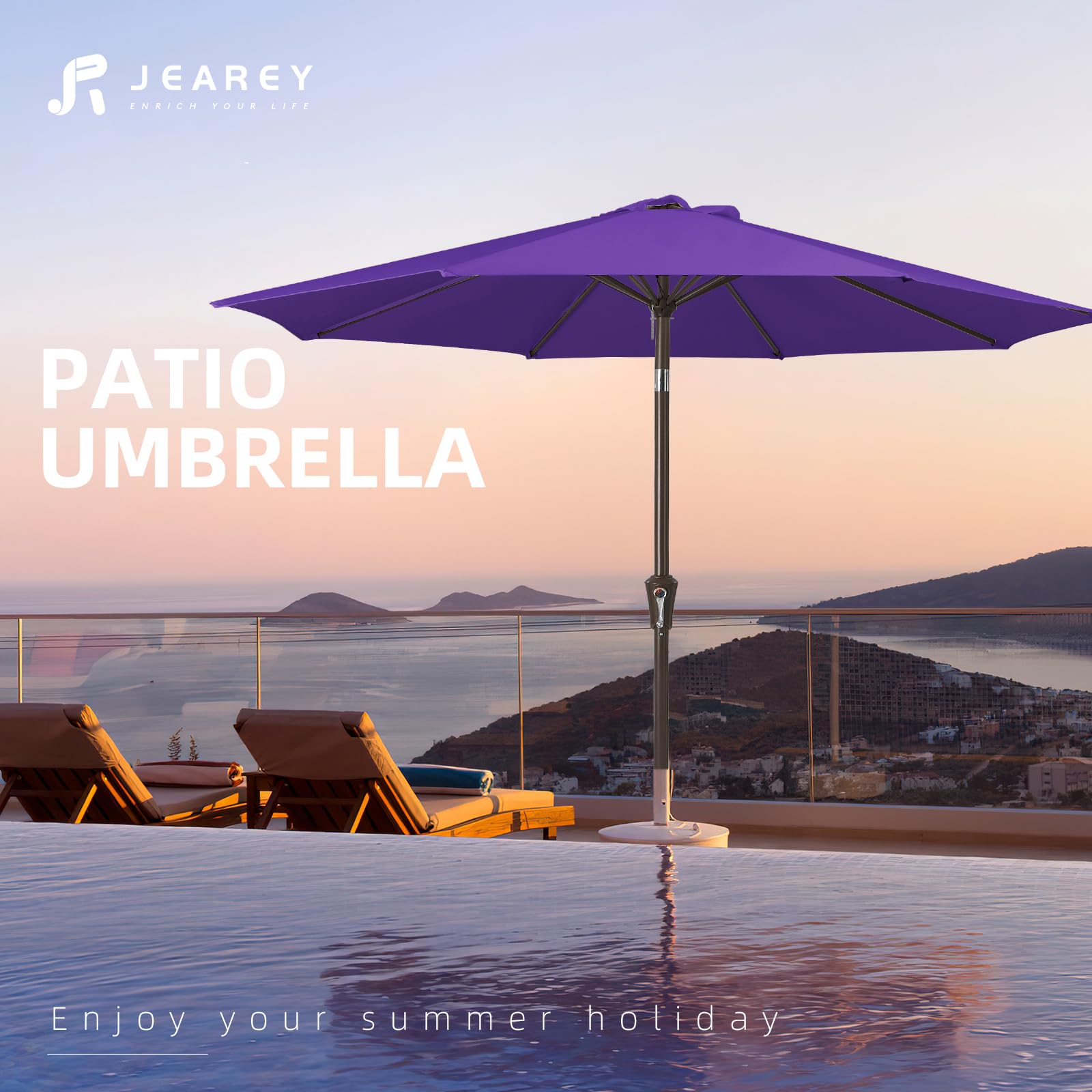 JEAREY dark purple fabric adds stylish shade to outdoor spaces.