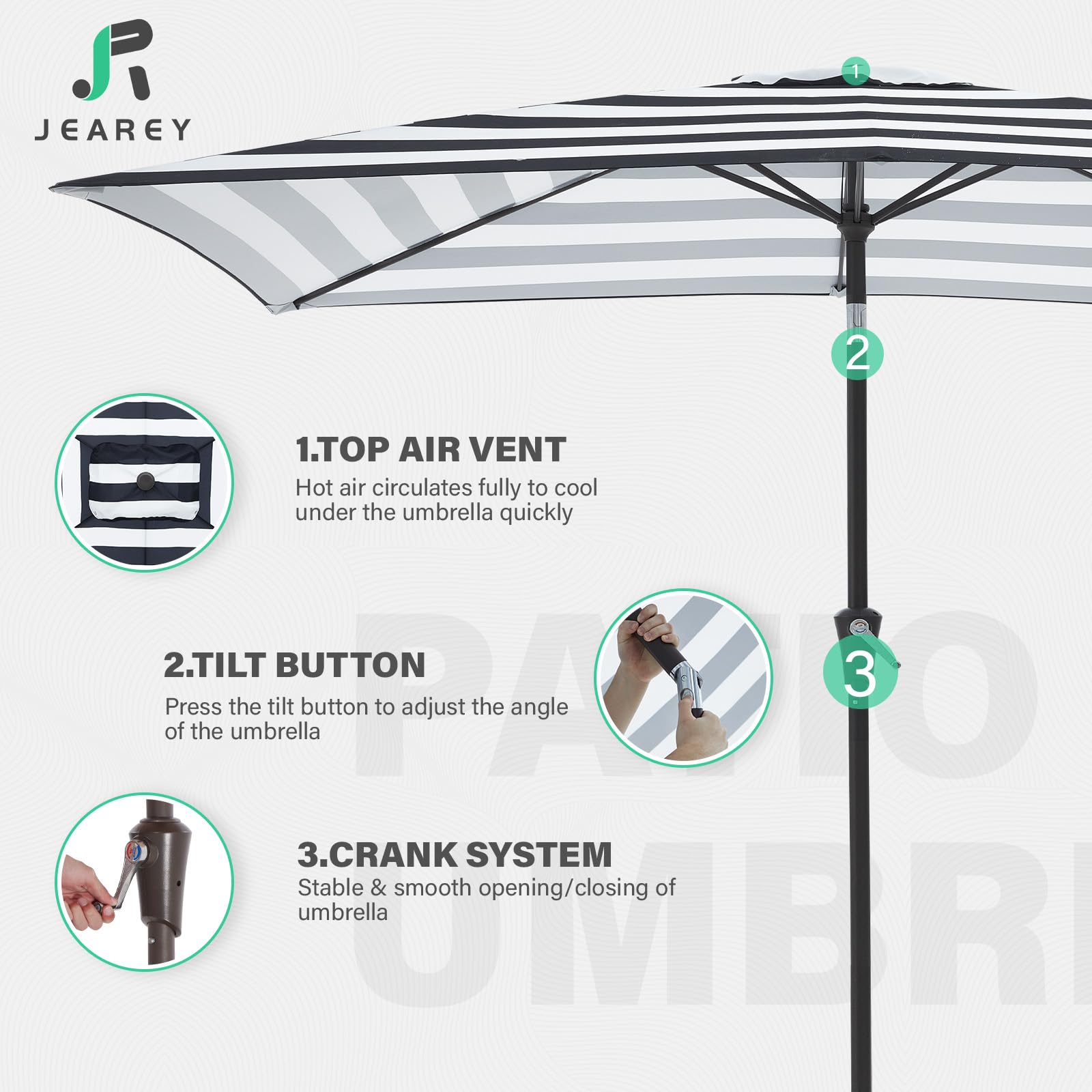 JEAREY deck and poolside setup is ideal for patios and yards.