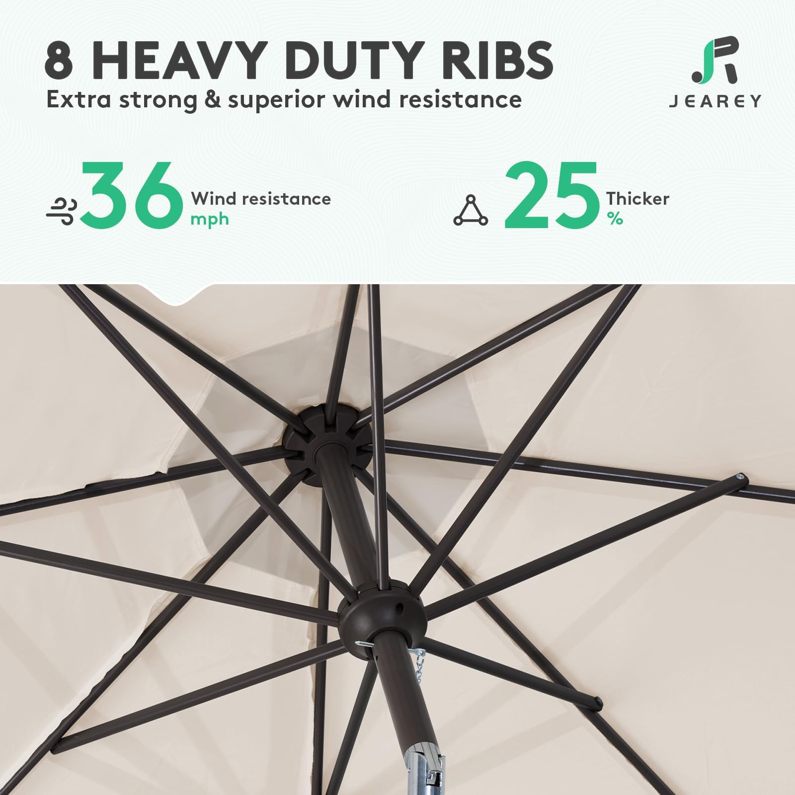 JEAREY double-vented canopy enhances airflow around seating
