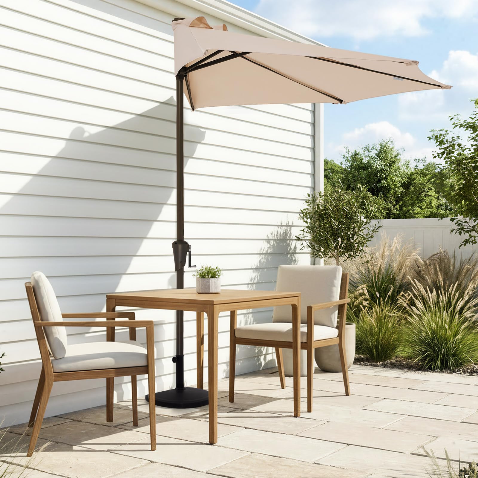 JEAREY half umbrella wall-mount setup saving balcony space