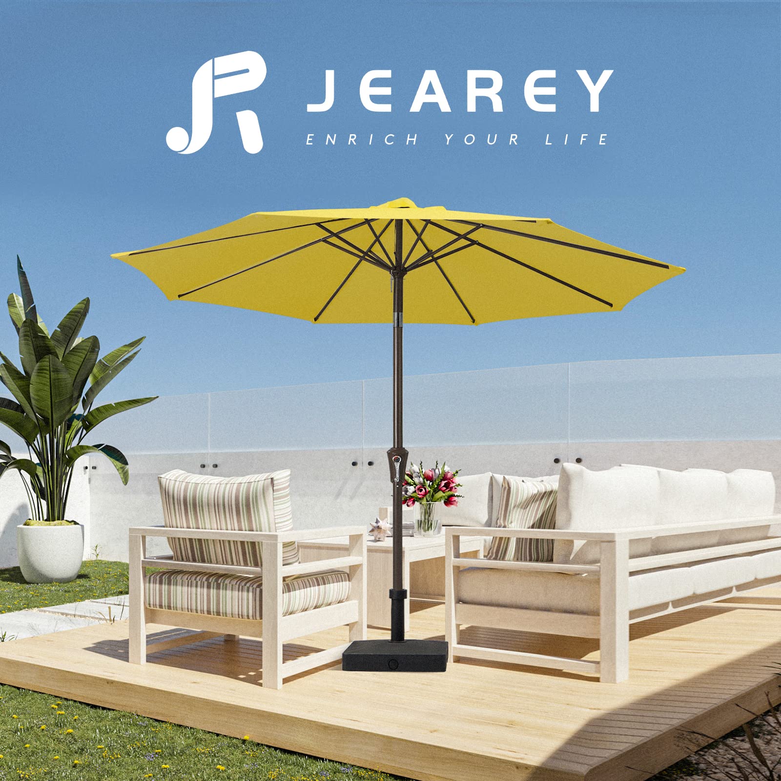 JEAREY large 9ft canopy covers decks, patios, and poolside seating