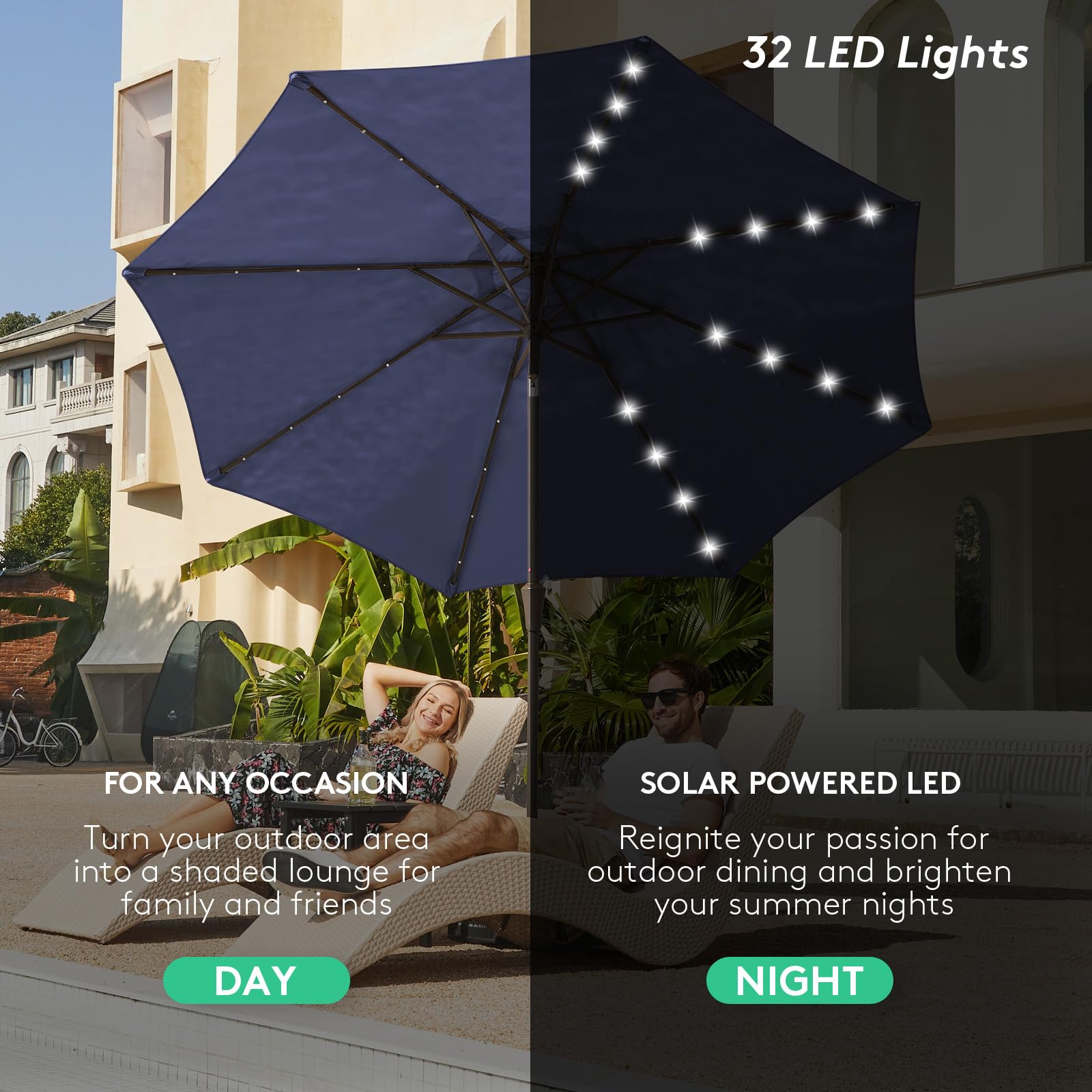 JEAREY LED-lit patio umbrella brightening evenings for gatherings