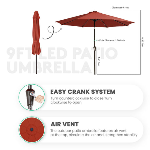 JEAREY LED lights illuminate outdoor gatherings from the patio umbrella.