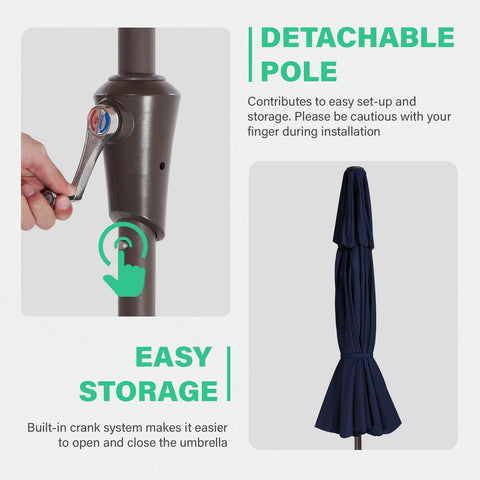 JEAREY navy-blue umbrella ideal for markets, decks, and poolside shade.