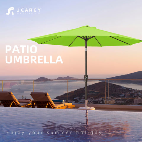 JEAREY outdoor setup over patio table and chairs.