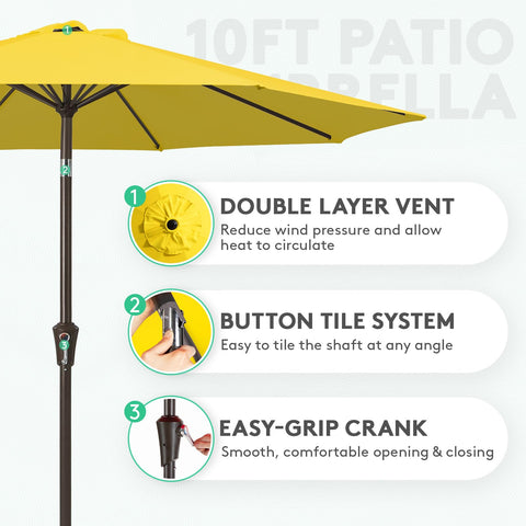 JEAREY 10ft umbrella with 8 steel ribs for sturdy wind resistance.