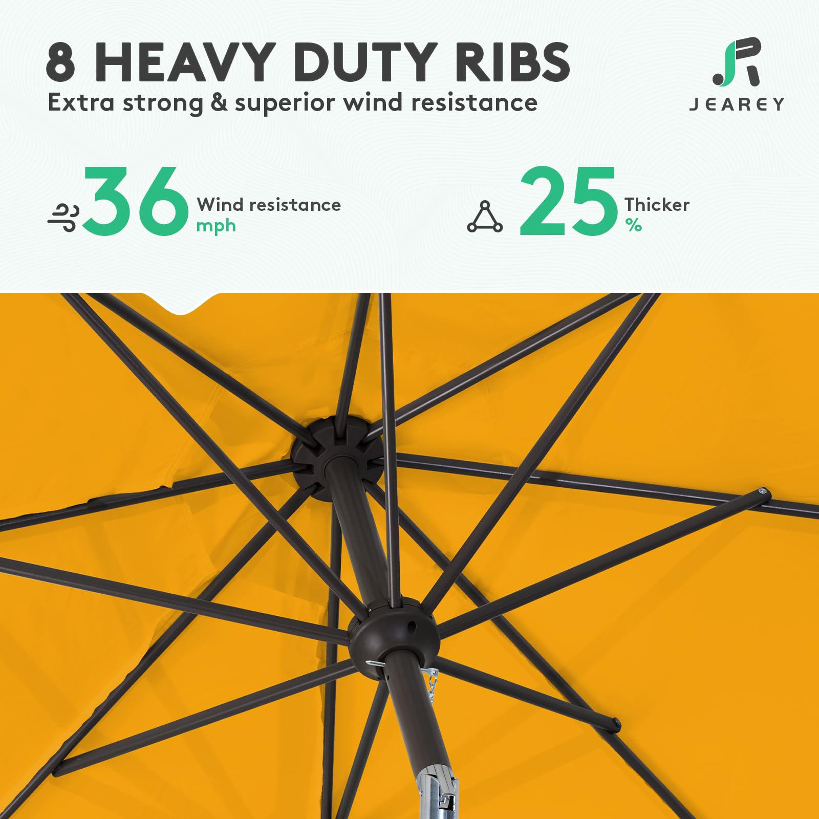 Crank mechanism on JEAREY umbrella for smooth opening and use.