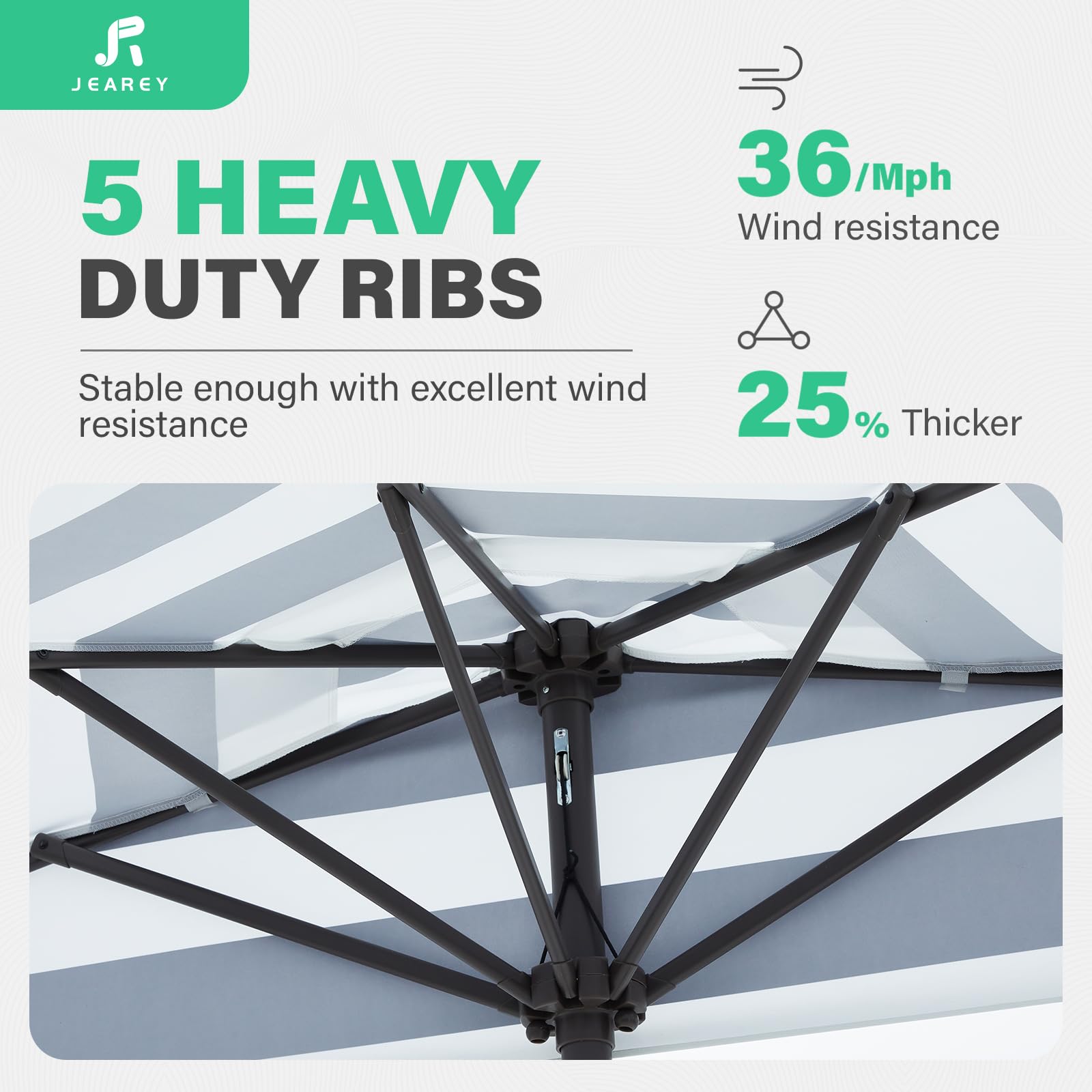 JEAREY 9ft half umbrella completes small terraces and balconies with style.