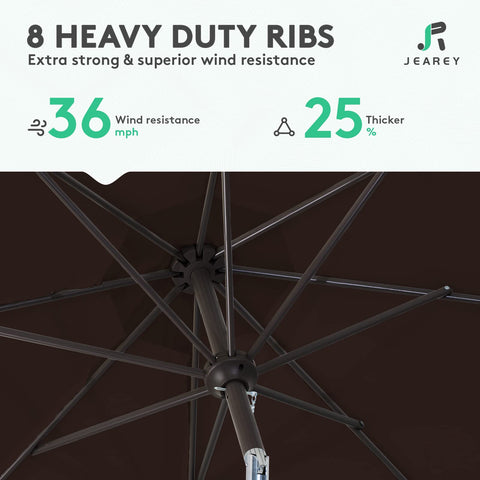 JEAREY powder-coated iron pole ensures durable, rust-resistant outdoor shade.