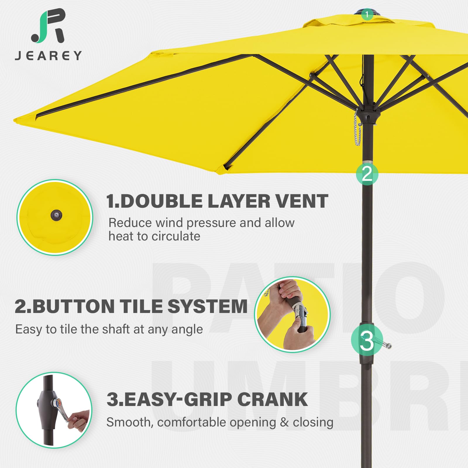 JEAREY powder-coated iron pole resists rust for outdoor use
