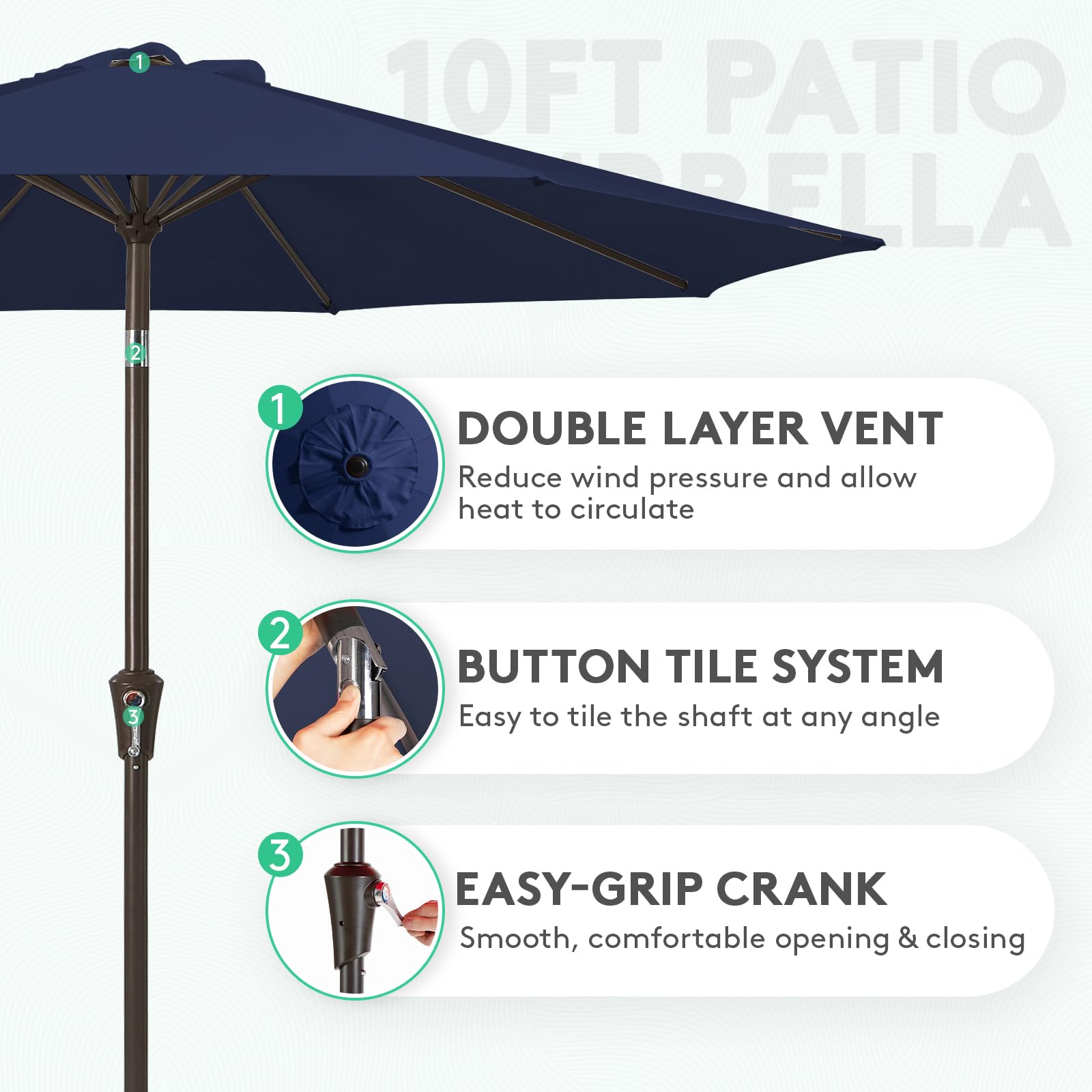 JEAREY push button tilt and crank mechanism for easy shade control