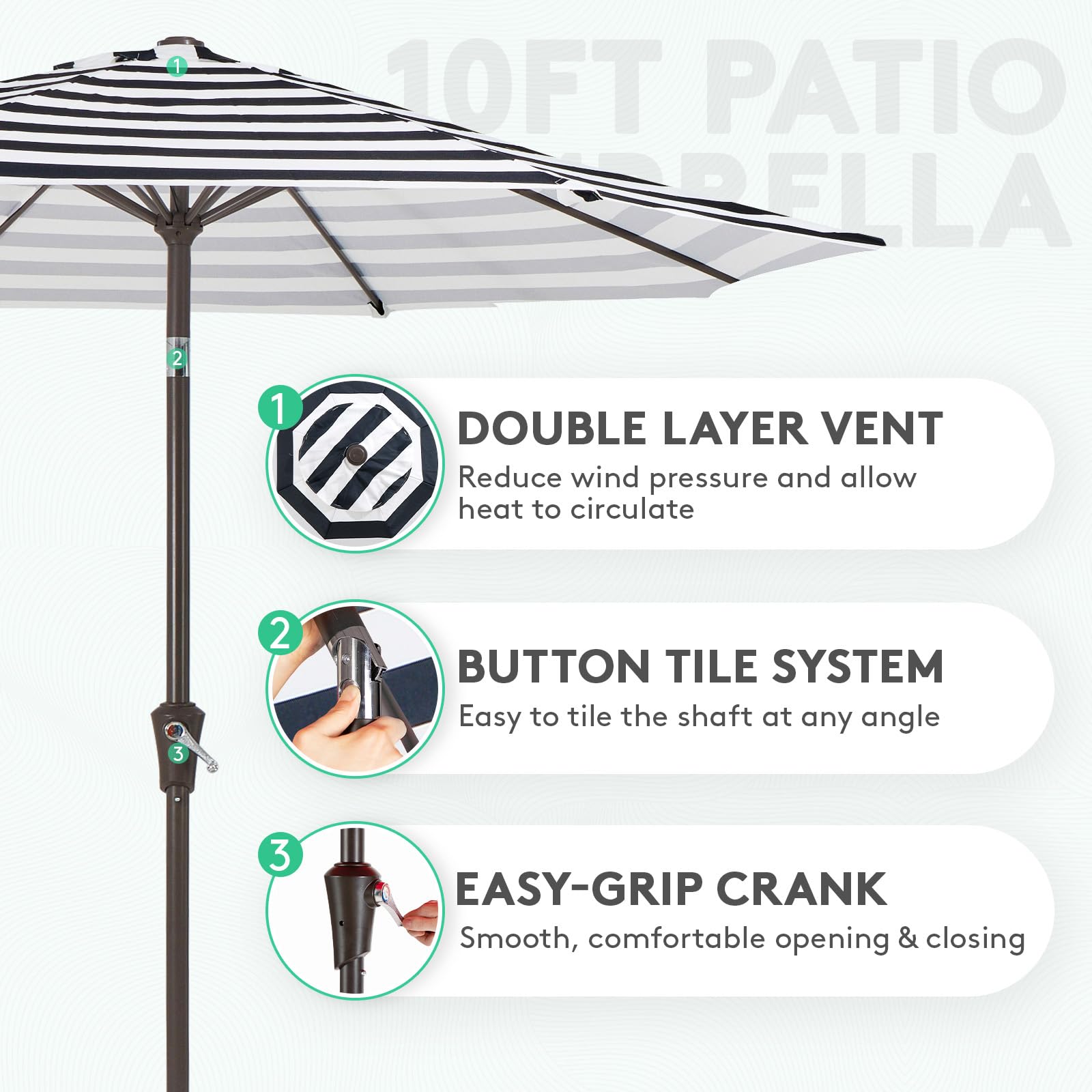 JEAREY push-button tilt and crank for easy shade adjustment