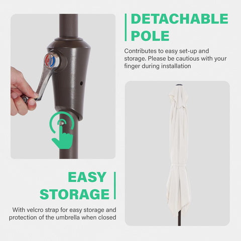 JEAREY push-button tilt mechanism enables easy sun angle changes.