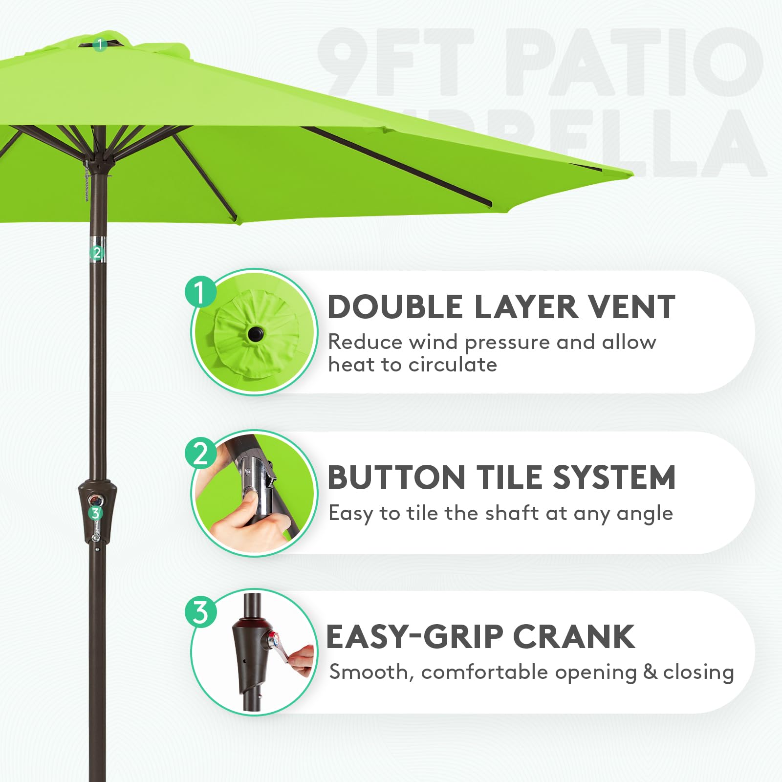 JEAREY push-button tilt demonstrates adjustable shade angles.