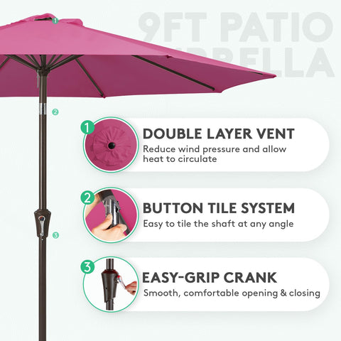 JEAREY push-button tilt umbrella shows adjustable shade angle
