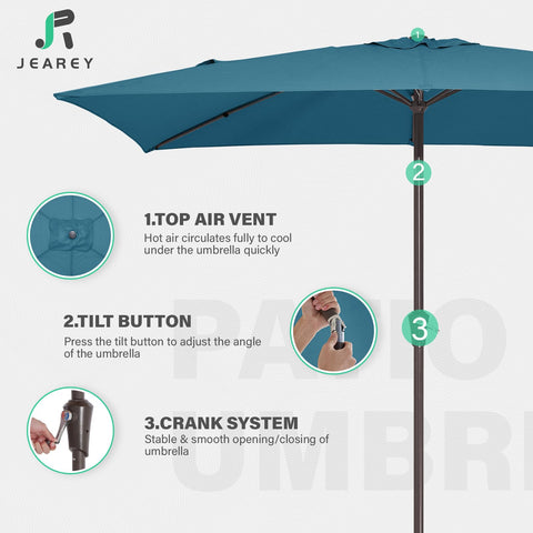 JEAREY rectangle patio umbrella pole and base area showing sturdy frame (base sold separately).