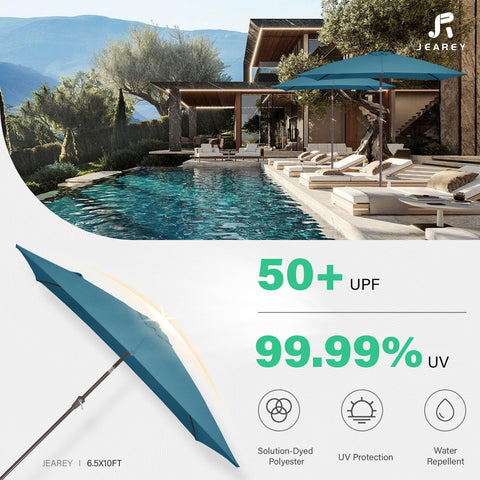 JEAREY rectangle patio umbrella top vent promoting airflow and stability.