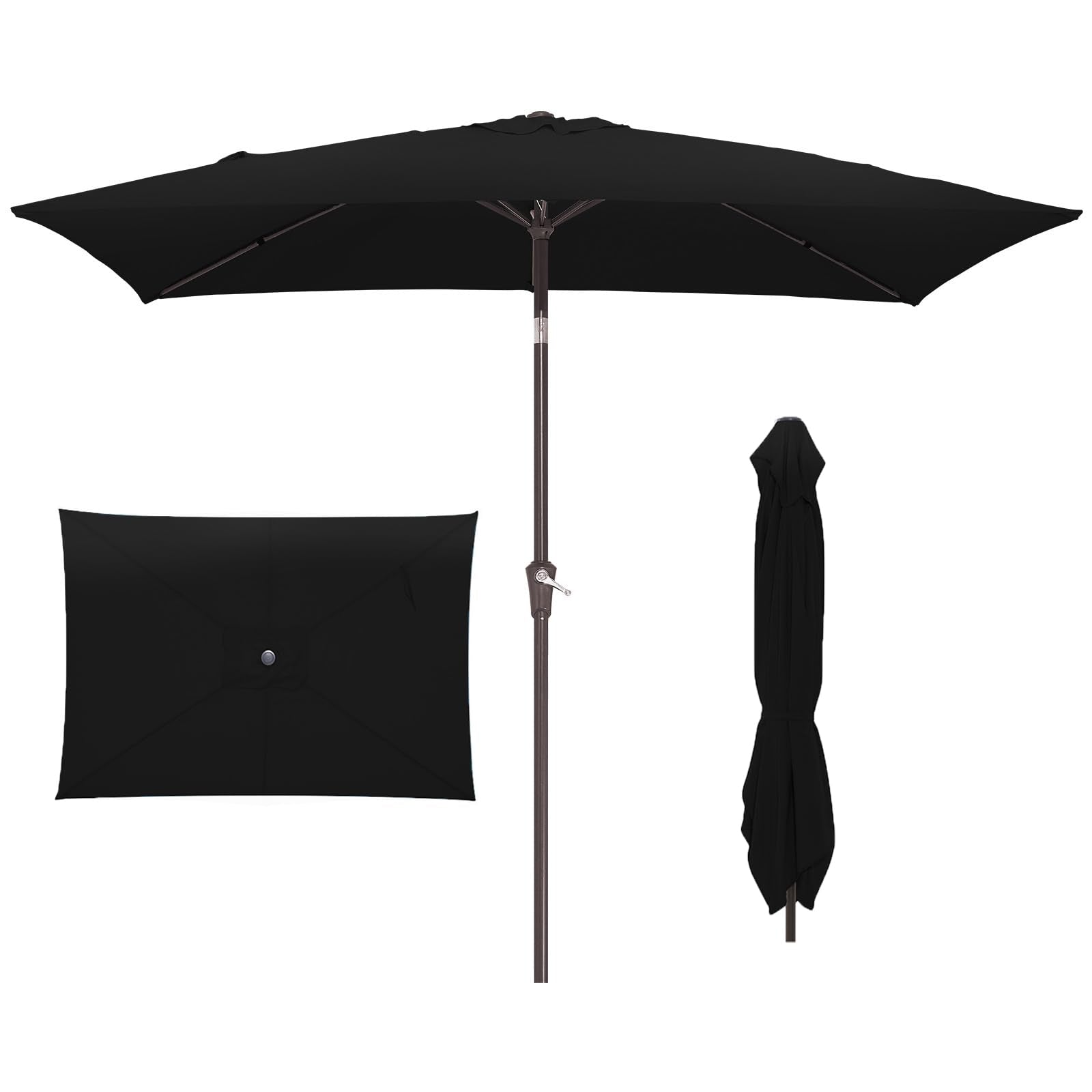 JEAREY rectangle patio umbrella with wide shade for table and chairs.