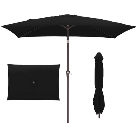 JEAREY rectangle patio umbrella with wide shade for table and chairs.