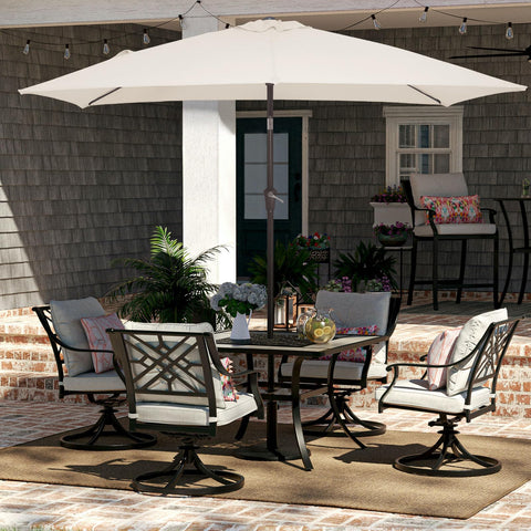 JEAREY rectangle patio umbrella features a strong frame for stability.