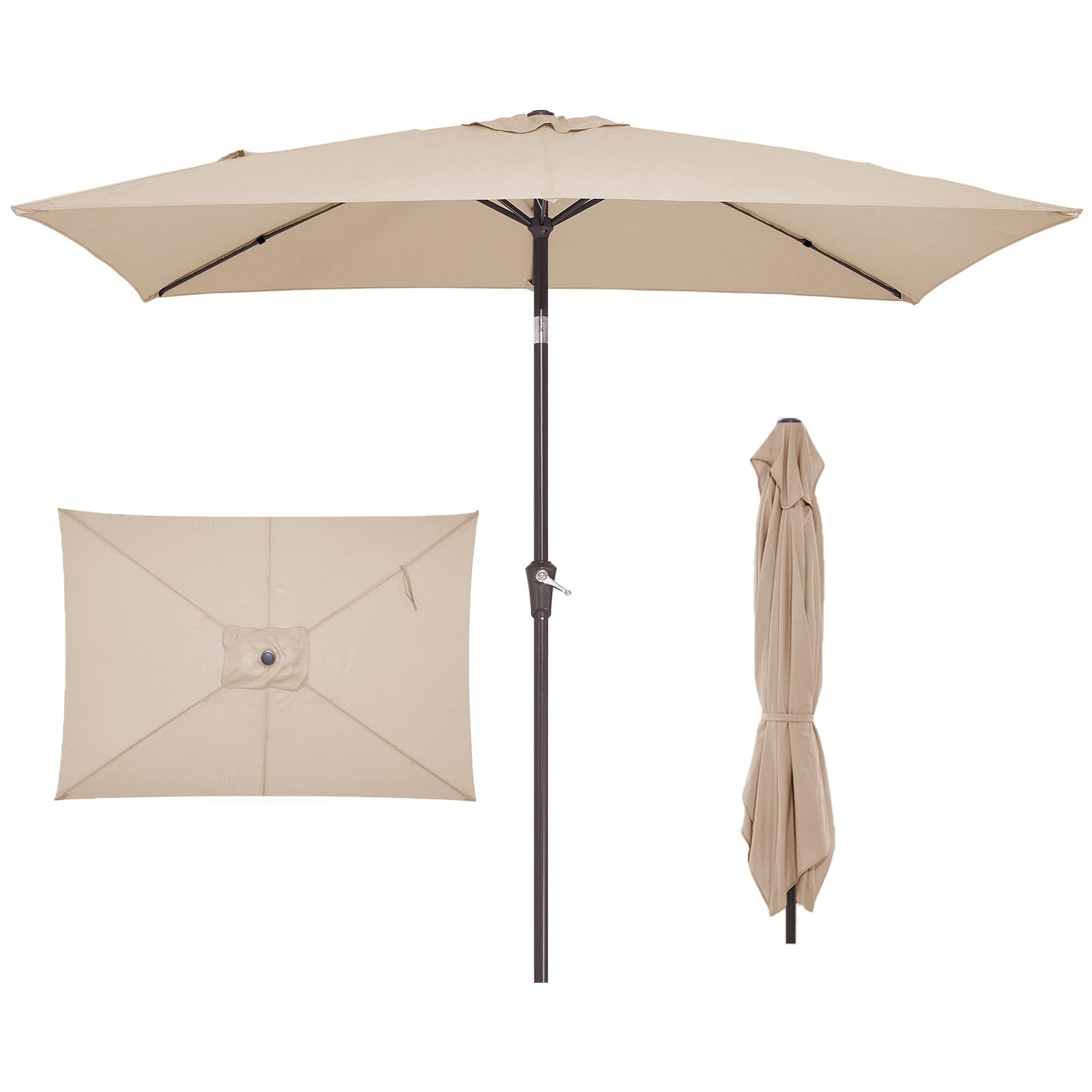 JEAREY rectangle patio umbrella with wide shade over table—ideal for poolside lounging.