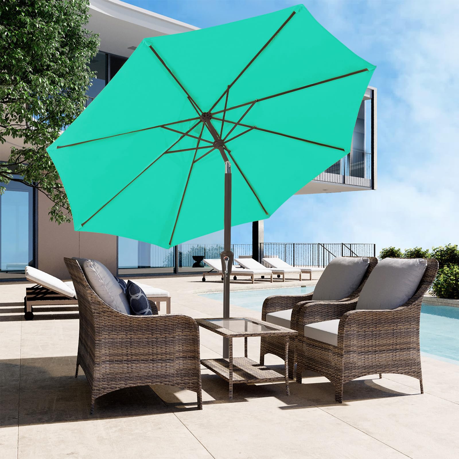 JEAREY sturdy iron pole and eight ribs provide stable shade.