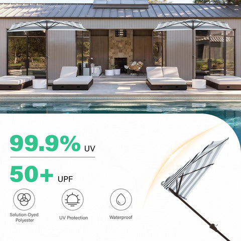 JEAREY 5-rib iron frame provides solid support against breezes.