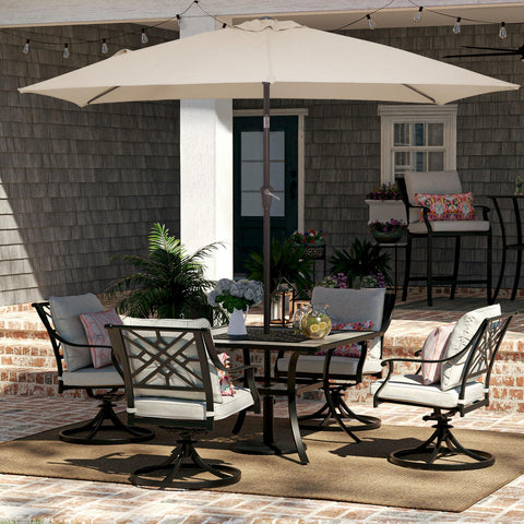JEAREY 6-rib frame offers sturdy support for stable shade in wind.