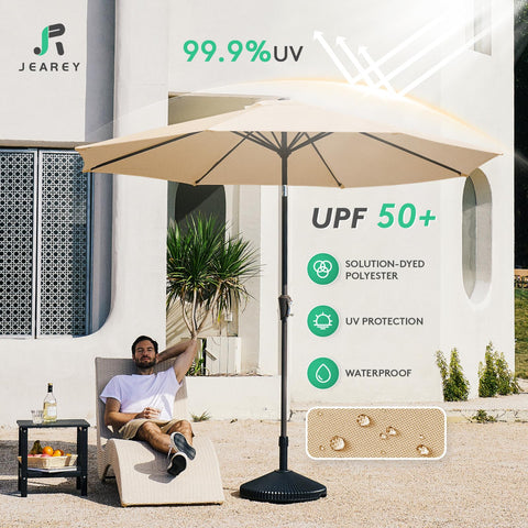 JEAREY crank handle for easy opening and closing of the umbrella