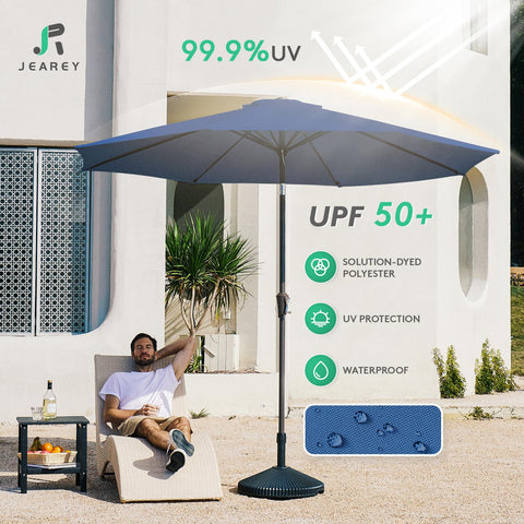 JEAREY 9FT umbrella push-button-tilt for adjustable shade.