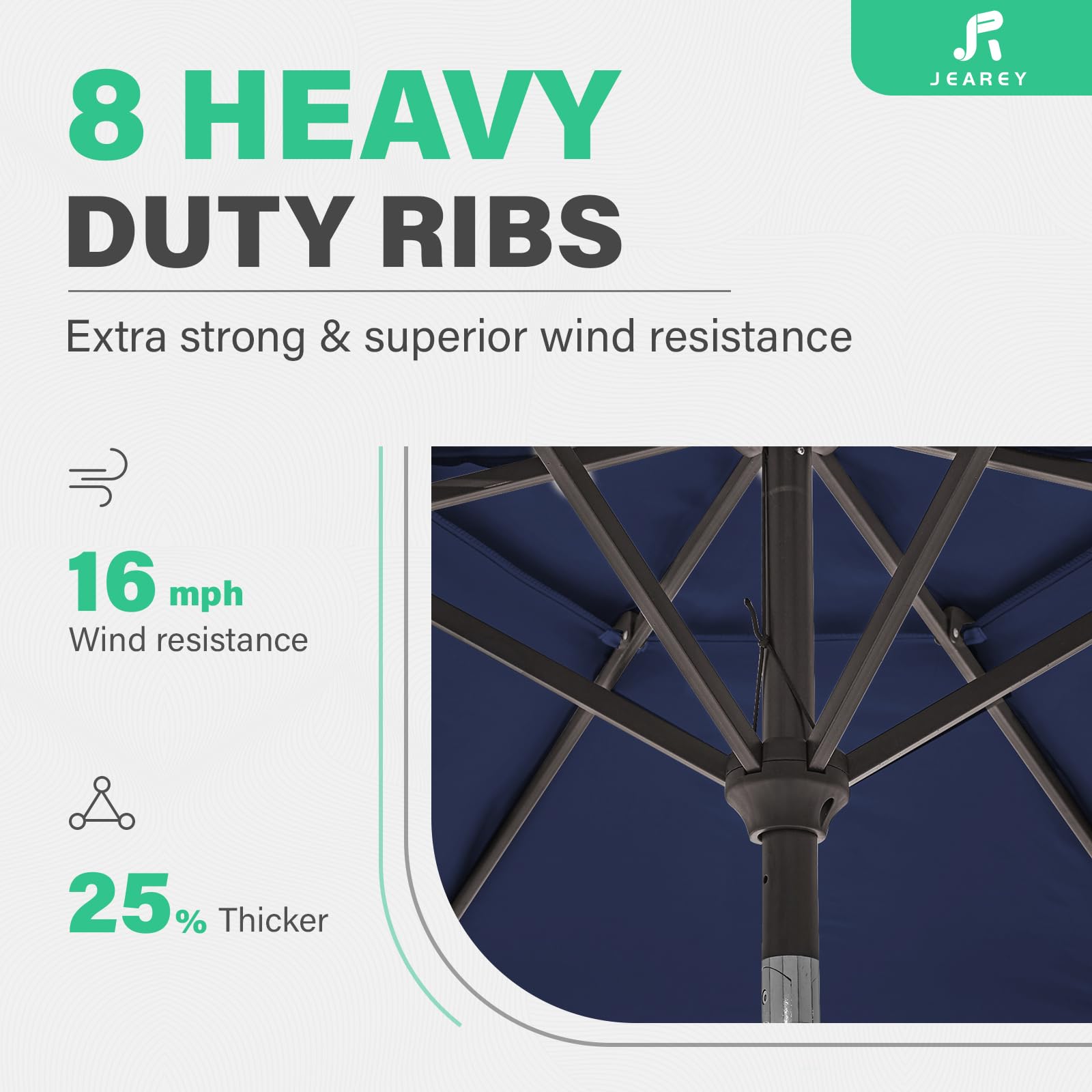 JEAREY vented top design enhances stability in breezy conditions.