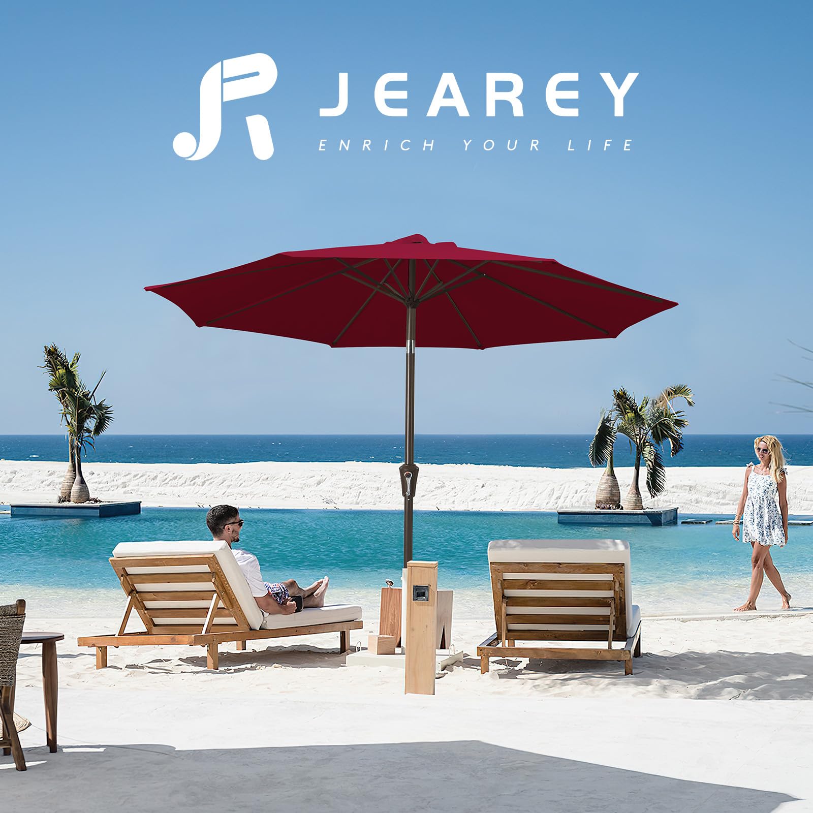 JEAREY waterproof fabric provides durable sun protection and water resistance.