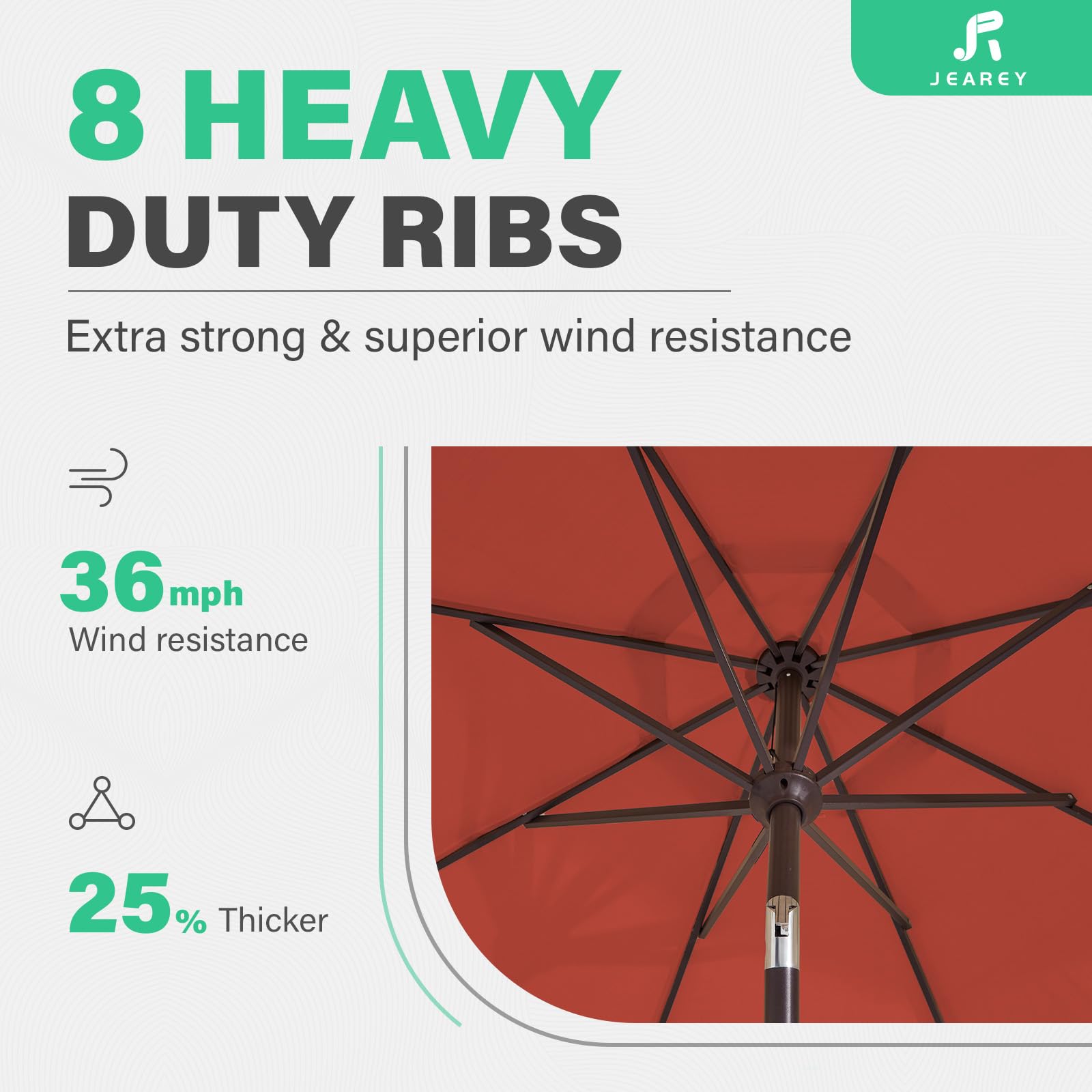 JEAREY waterproof UV-resistant polyester fabric blocks sun and rain easily.