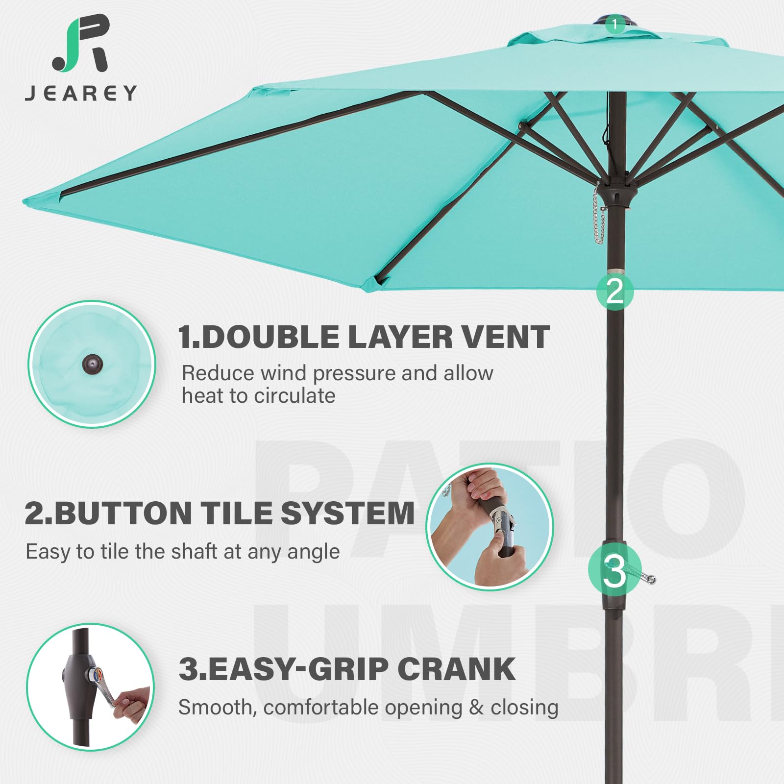 JEAREY wind vent canopy improves airflow and wind resistance.