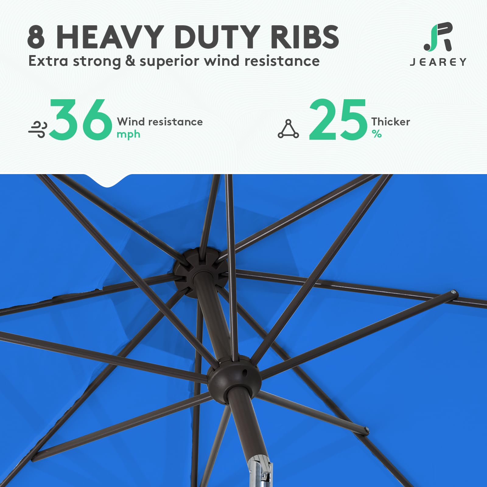 JEAREY wind vent top improves airflow and shade stability.