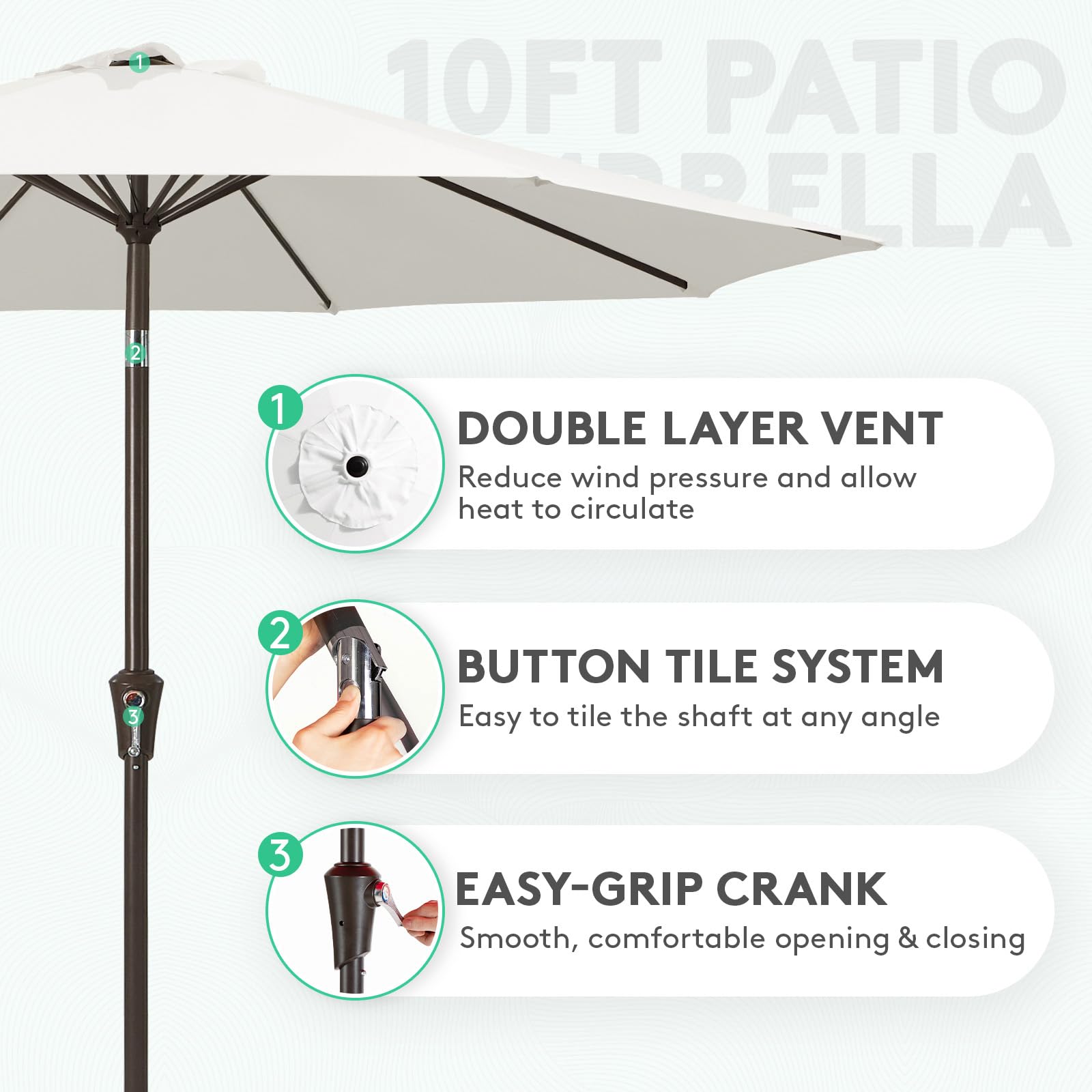 JEAREY wind vent top to improve airflow and comfort outdoors.