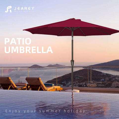 JEAREY wine red outdoor umbrella adds vibrant shade to any space.