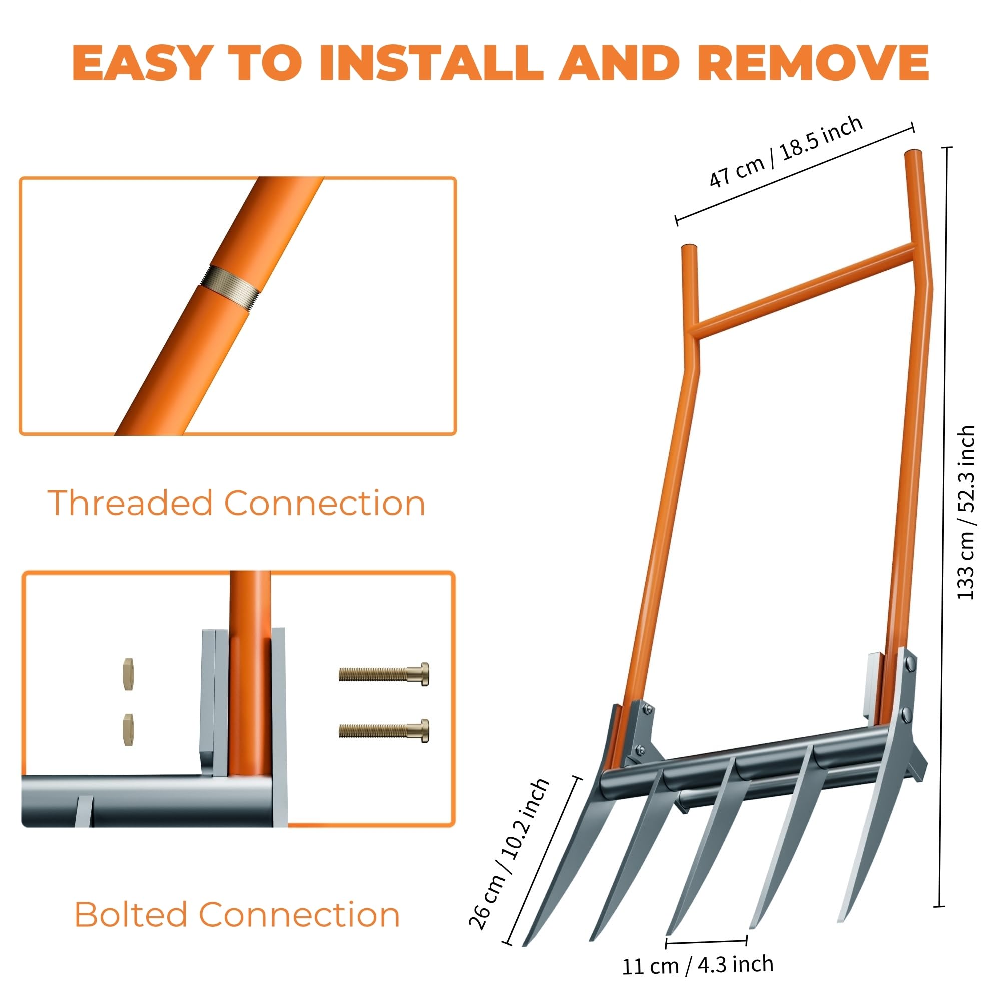 Jebosam Broadfork 5-tine design for fast, efficient digging