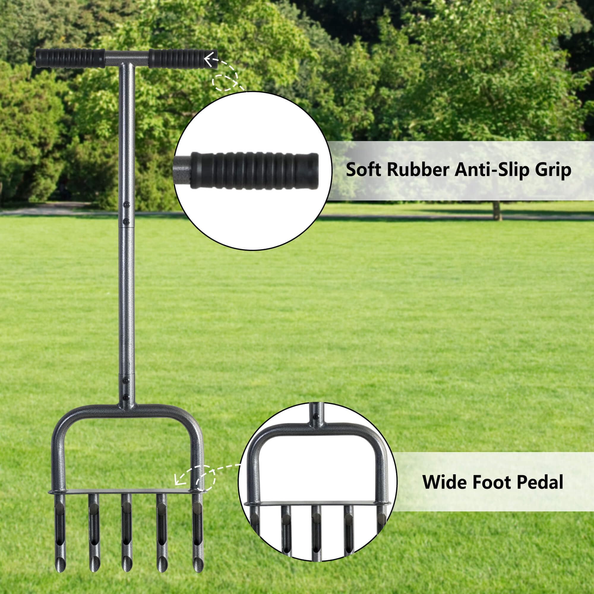 Jebosam aerator ergonomic grip reduces hand fatigue during long sessions.