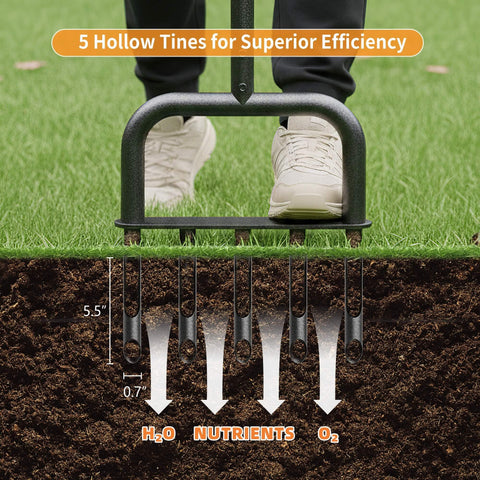 Jebosam aerator foot bar design allows secure footing for easy operation.