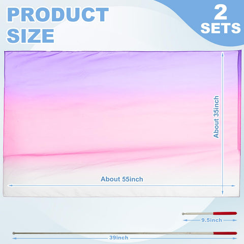 Jecery gradient-color worship flags on stage with soft transitions.