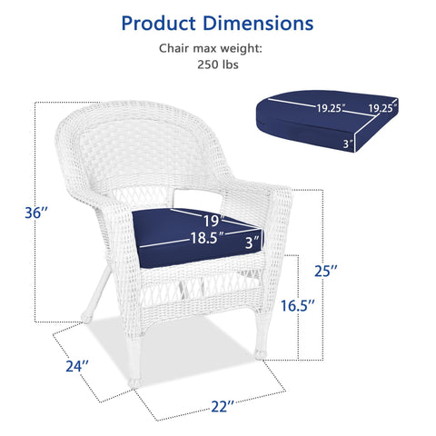 Jeco open-weave detail on wicker chair with blue cushion for breathable comfort.